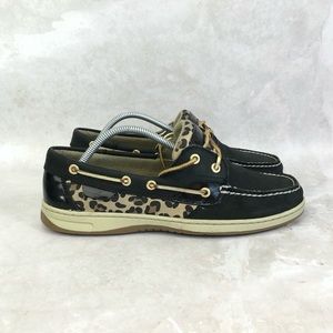 Sperry Top Sider Bluefish Cheetah Black Boat Shoes